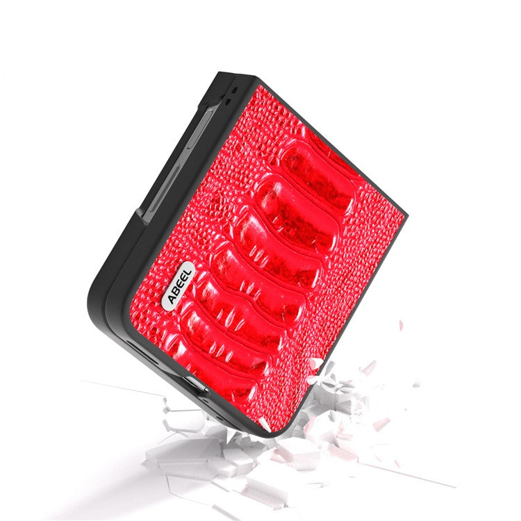 ABEEL For Huawei nova Flip 5G Case Genuine Leather Crocodile Texture Phone Cover - Red