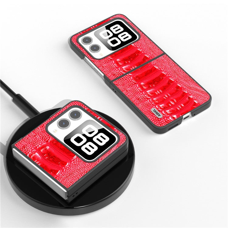 ABEEL For Huawei nova Flip 5G Case Genuine Leather Crocodile Texture Phone Cover - Red