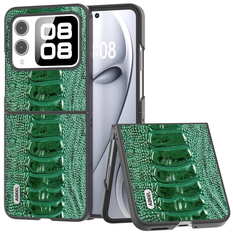 ABEEL For Huawei nova Flip 5G Case Genuine Leather Crocodile Texture Phone Cover - Green