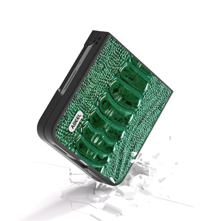 ABEEL For Huawei nova Flip 5G Case Genuine Leather Crocodile Texture Phone Cover - Green