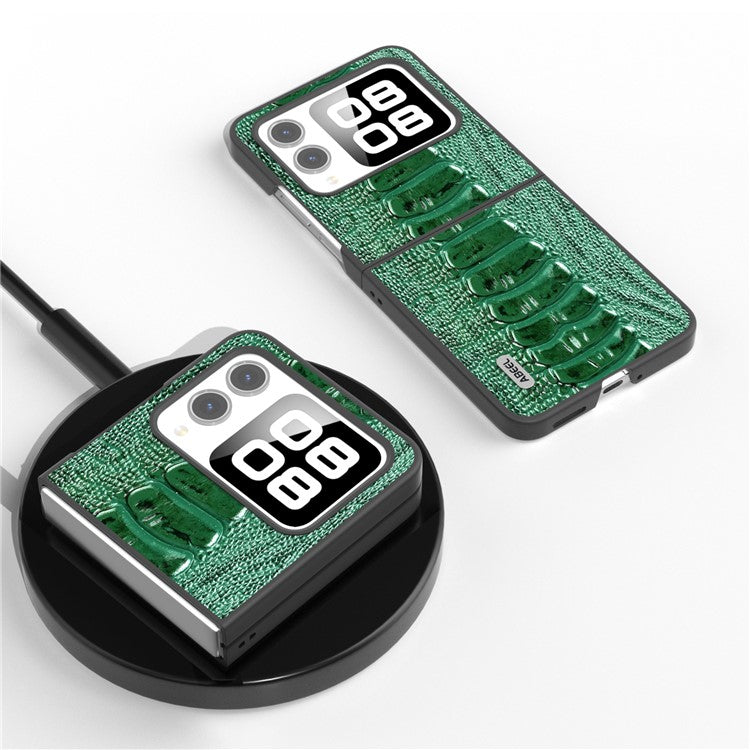 ABEEL For Huawei nova Flip 5G Case Genuine Leather Crocodile Texture Phone Cover - Green