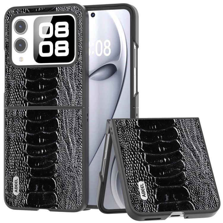 ABEEL For Huawei nova Flip 5G Case Genuine Leather Crocodile Texture Phone Cover - Black