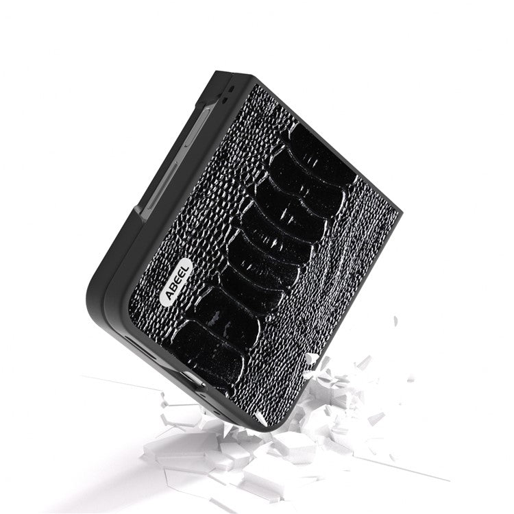 ABEEL For Huawei nova Flip 5G Case Genuine Leather Crocodile Texture Phone Cover - Black