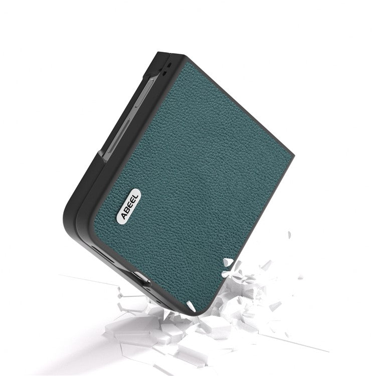 ABEEL For Huawei nova Flip 5G Case Genuine Leather Litchi Texture Phone Cover - Green