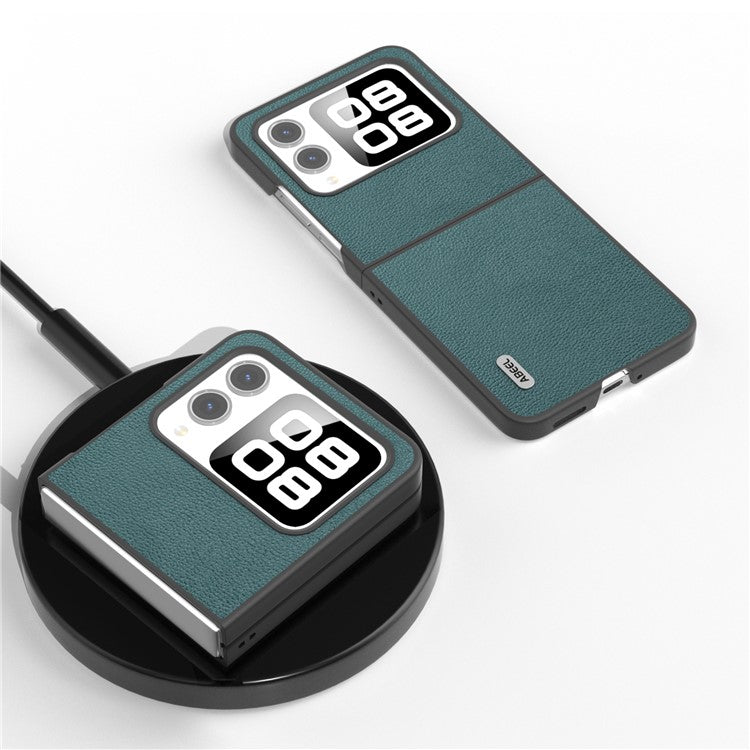 ABEEL For Huawei nova Flip 5G Case Genuine Leather Litchi Texture Phone Cover - Green