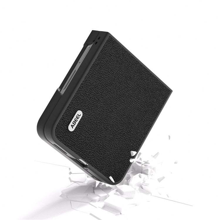 ABEEL For Huawei nova Flip 5G Case Genuine Leather Litchi Texture Phone Cover - Black