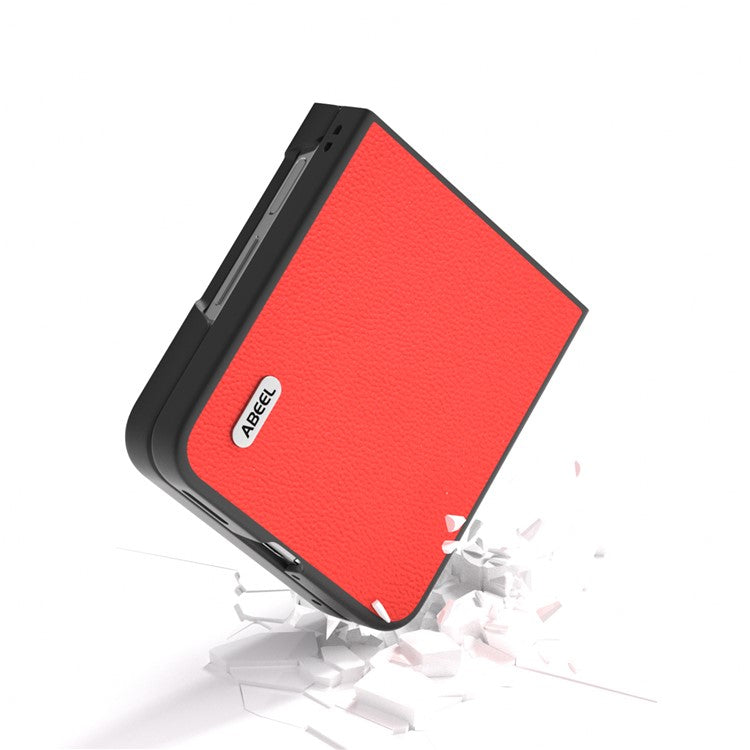 ABEEL For Huawei nova Flip 5G Case Genuine Leather Litchi Texture Phone Cover - Red