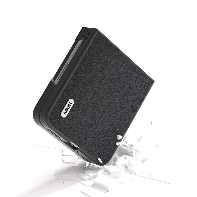 ABEEL For Huawei nova Flip 5G Case Texture Genuine Leather Phone Cover Protector - Black