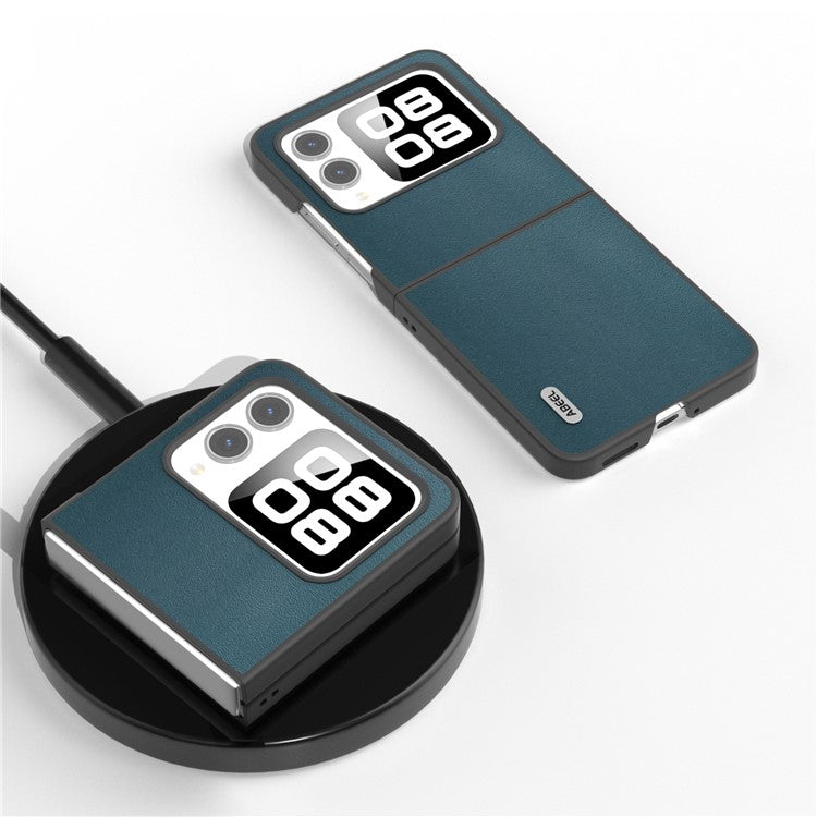 ABEEL For Huawei nova Flip 5G Case Texture Genuine Leather Phone Cover Protector - Green