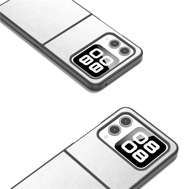 For Huawei nova Flip 5G Case Anti-Scratch PU Leather Coated PC Phone Cover - Silver