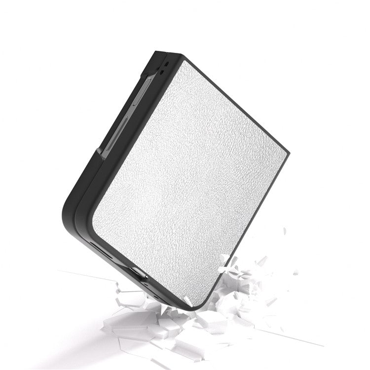 For Huawei nova Flip 5G Case Anti-Scratch PU Leather Coated PC Phone Cover - Silver
