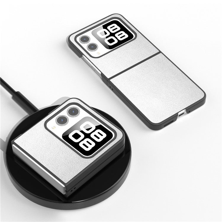 For Huawei nova Flip 5G Case Anti-Scratch PU Leather Coated PC Phone Cover - Silver