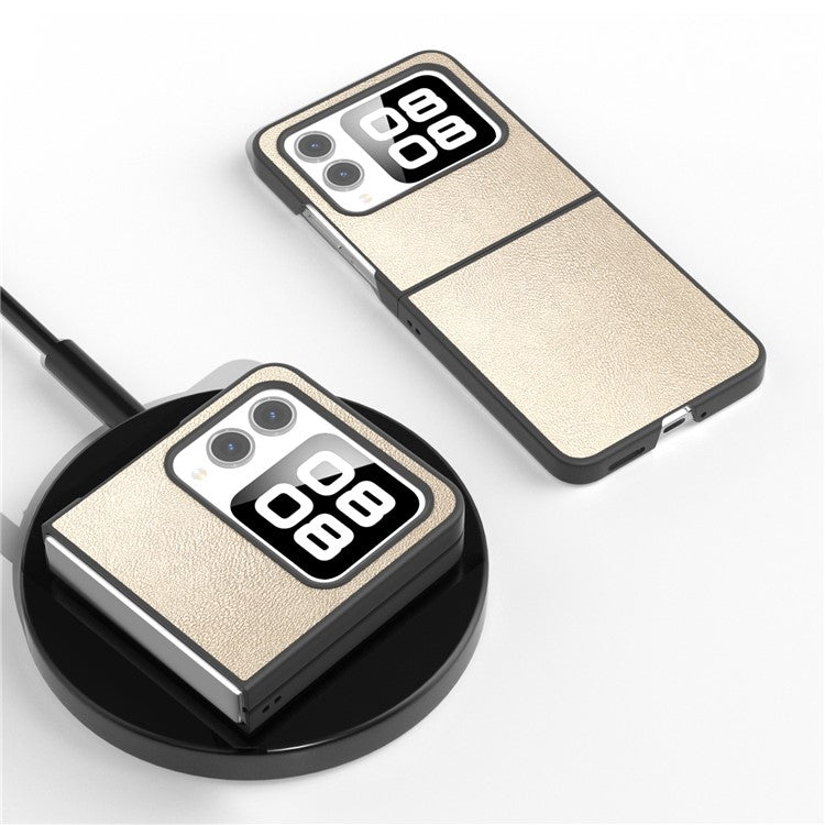 For Huawei nova Flip 5G Case Anti-Scratch PU Leather Coated PC Phone Cover - Gold