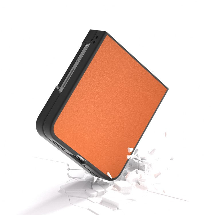 For Huawei nova Flip 5G Case Anti-Scratch PU Leather Coated PC Phone Cover - Orange