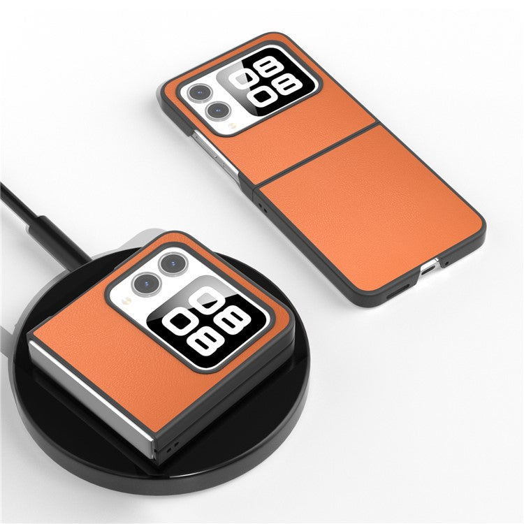 For Huawei nova Flip 5G Case Anti-Scratch PU Leather Coated PC Phone Cover - Orange