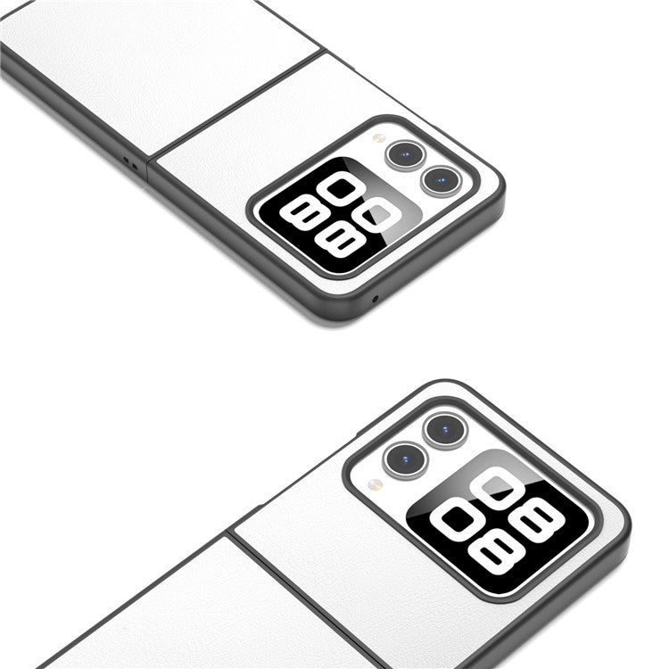 For Huawei nova Flip 5G Case Anti-Scratch PU Leather Coated PC Phone Cover - White