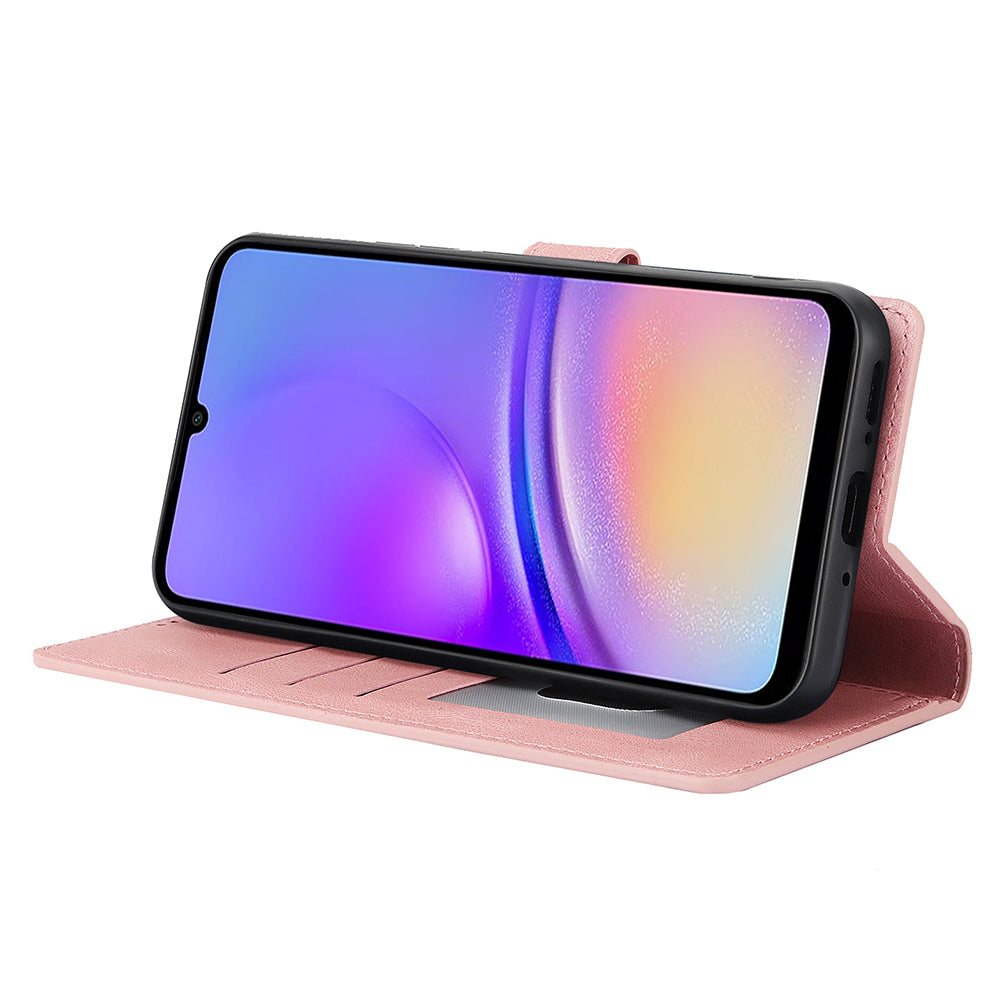 For Samsung Galaxy A06 Case PU Leather Phone Cover with Wallet Stand View - Pink