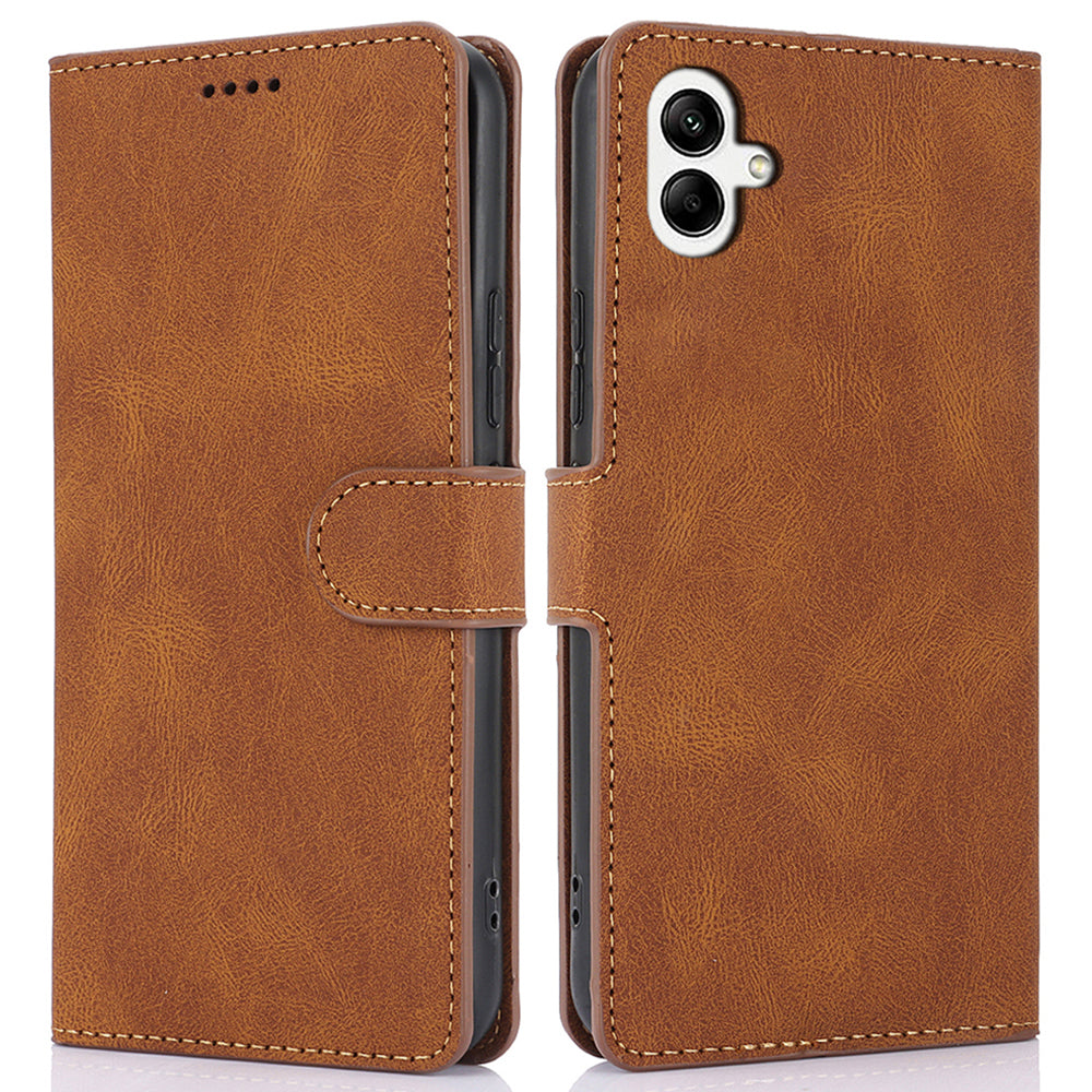For Samsung Galaxy A06 Case PU Leather Phone Cover with Wallet Stand View - Brown