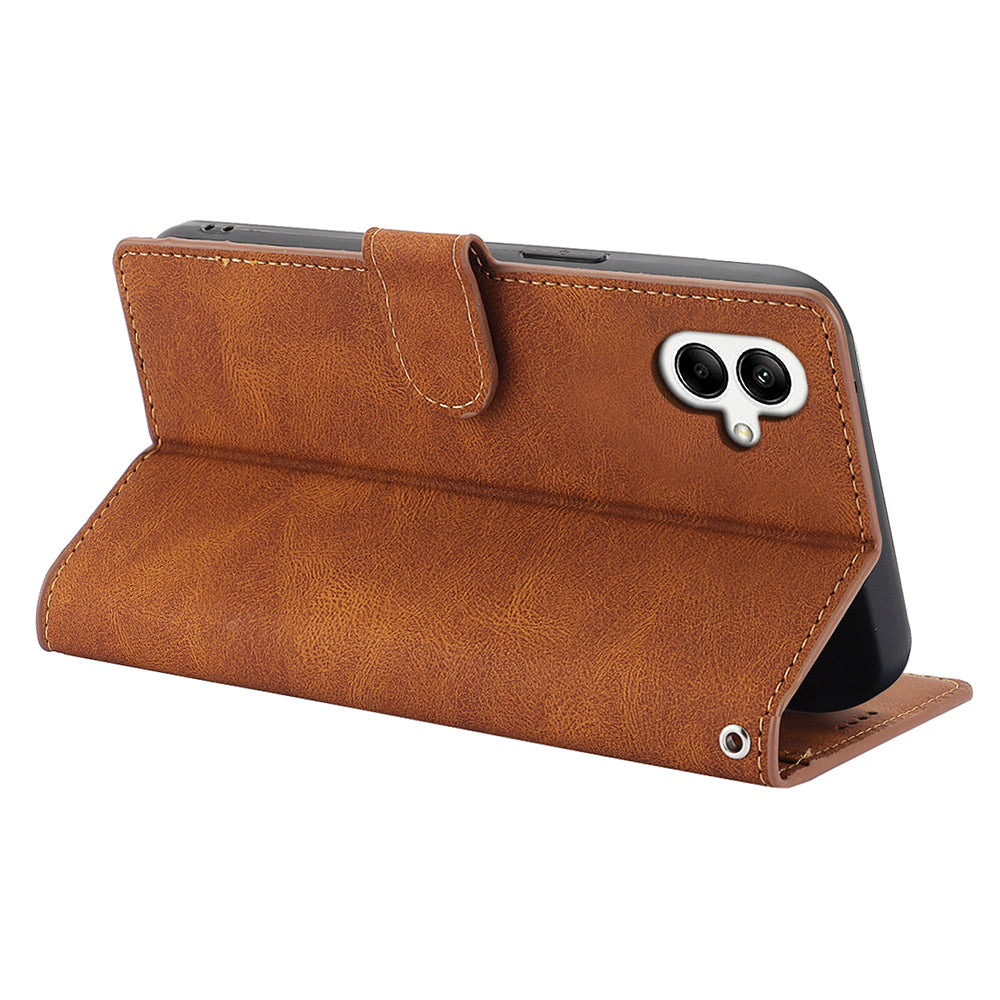 For Samsung Galaxy A06 Case PU Leather Phone Cover with Wallet Stand View - Brown