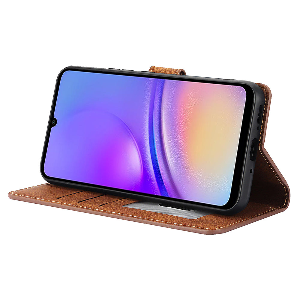 For Samsung Galaxy A06 Case PU Leather Phone Cover with Wallet Stand View - Brown