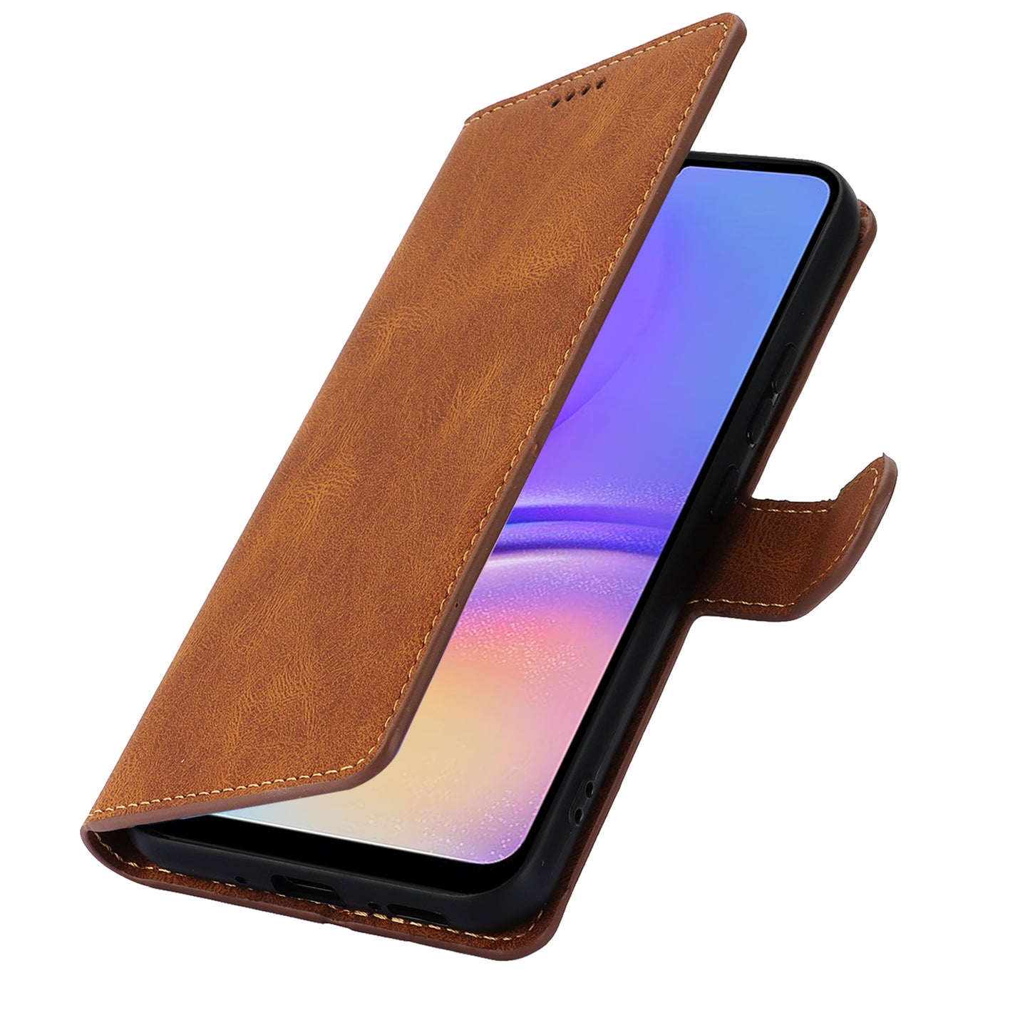 For Samsung Galaxy A06 Case PU Leather Phone Cover with Wallet Stand View - Brown