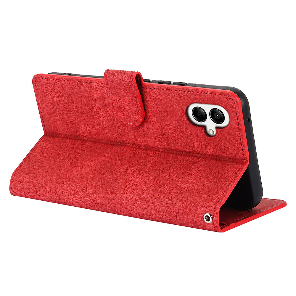 For Samsung Galaxy A06 Case PU Leather Phone Cover with Wallet Stand View - Red