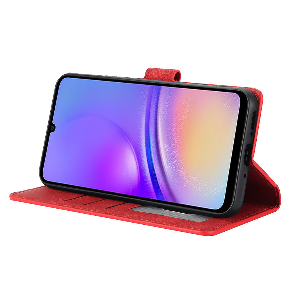 For Samsung Galaxy A06 Case PU Leather Phone Cover with Wallet Stand View - Red