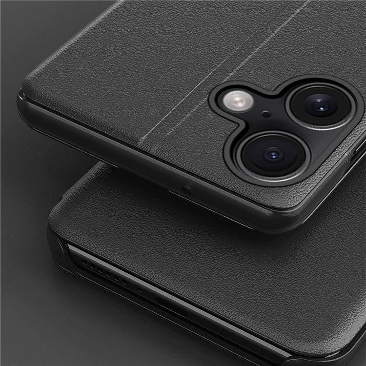 For iPhone 16 Case Stand Full Protection Leather Phone Cover - Orange