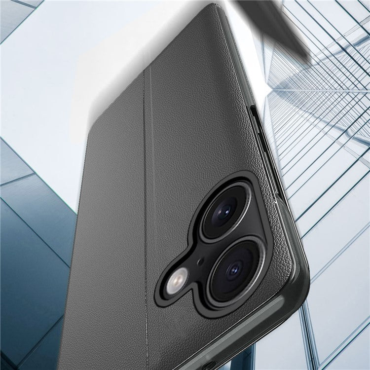 For iPhone 16 Case Stand Full Protection Leather Phone Cover - Orange