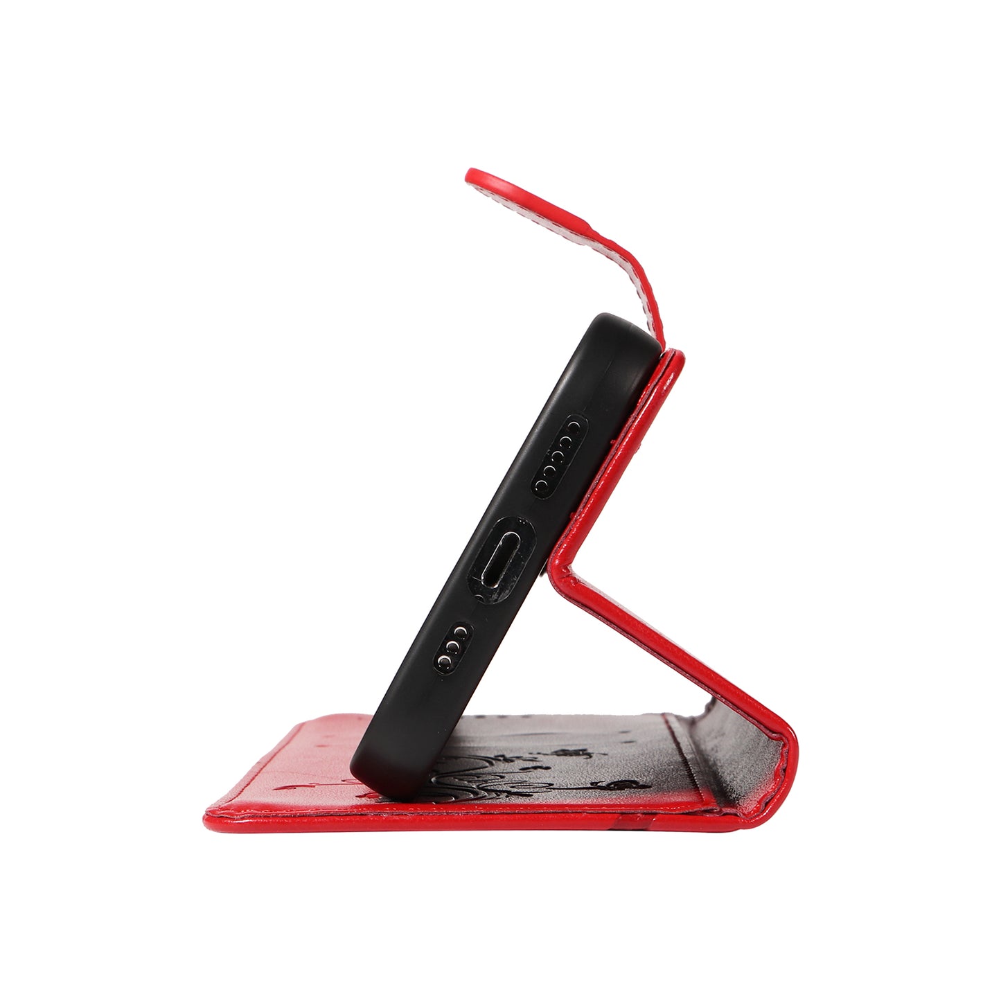 For Samsung Galaxy A16 5G / A16 4G Case Flower Pattern PU Leather Wallet Phone Cover - Red