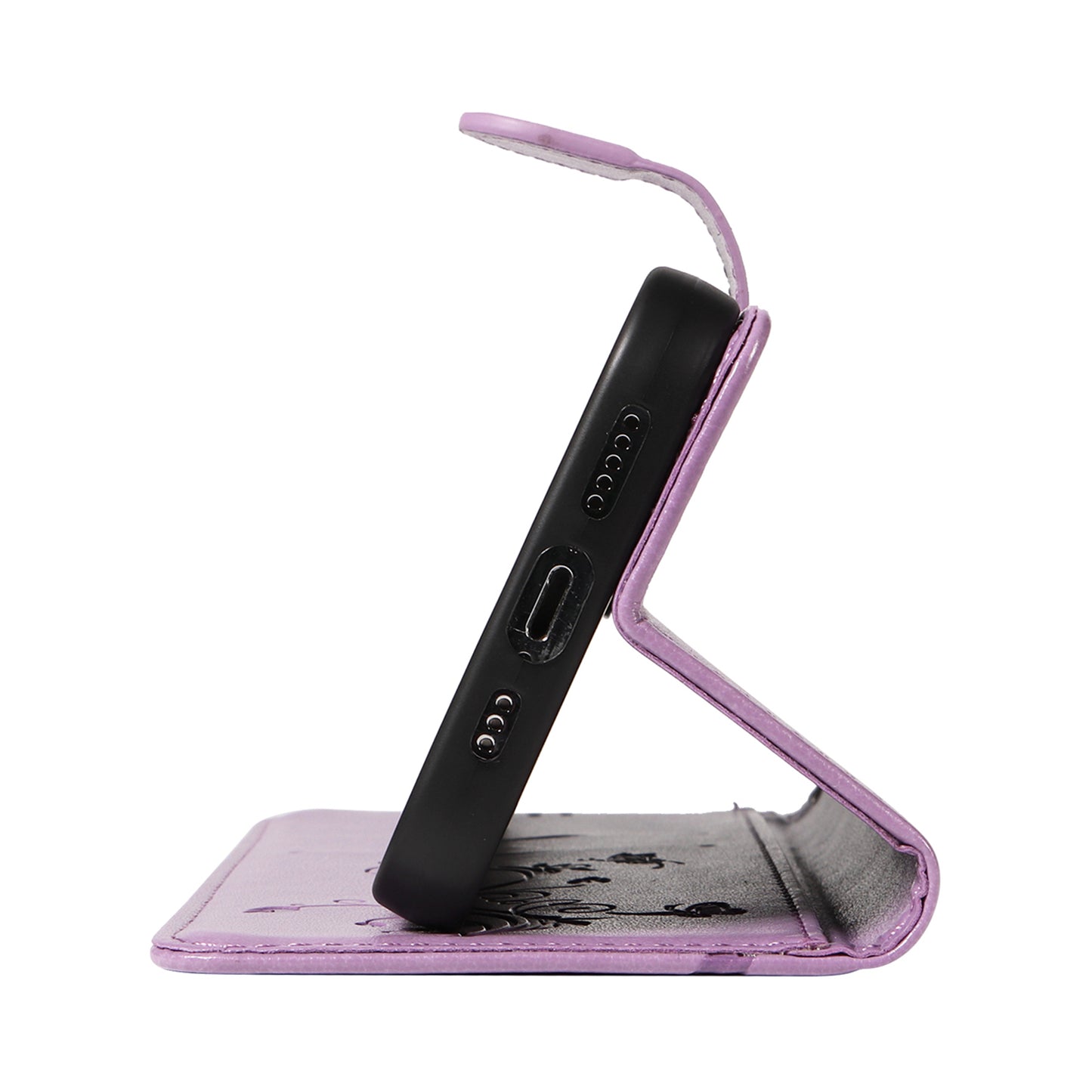 For Samsung Galaxy A06 Case Flower Pattern PU Leather Wallet Phone Cover - Light Purple