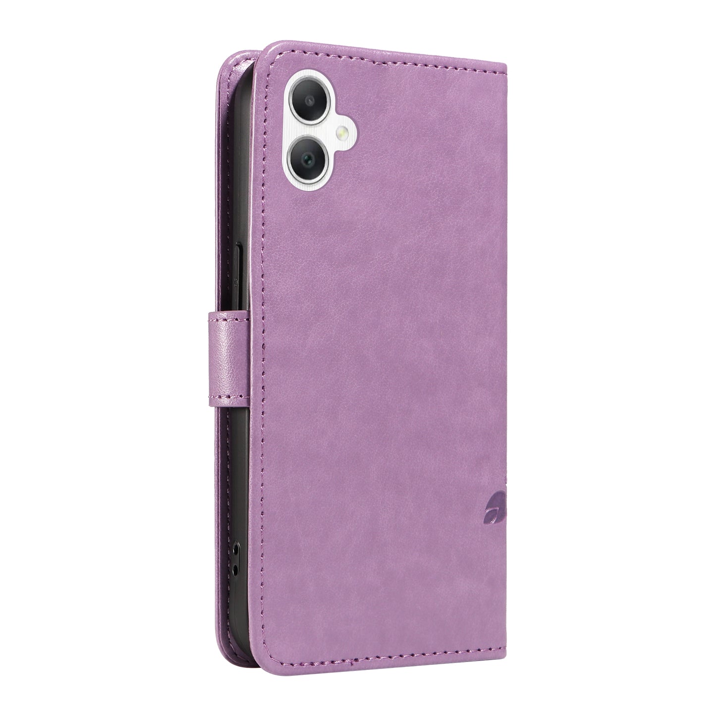 For Samsung Galaxy A06 Case Flower Pattern PU Leather Wallet Phone Cover - Light Purple