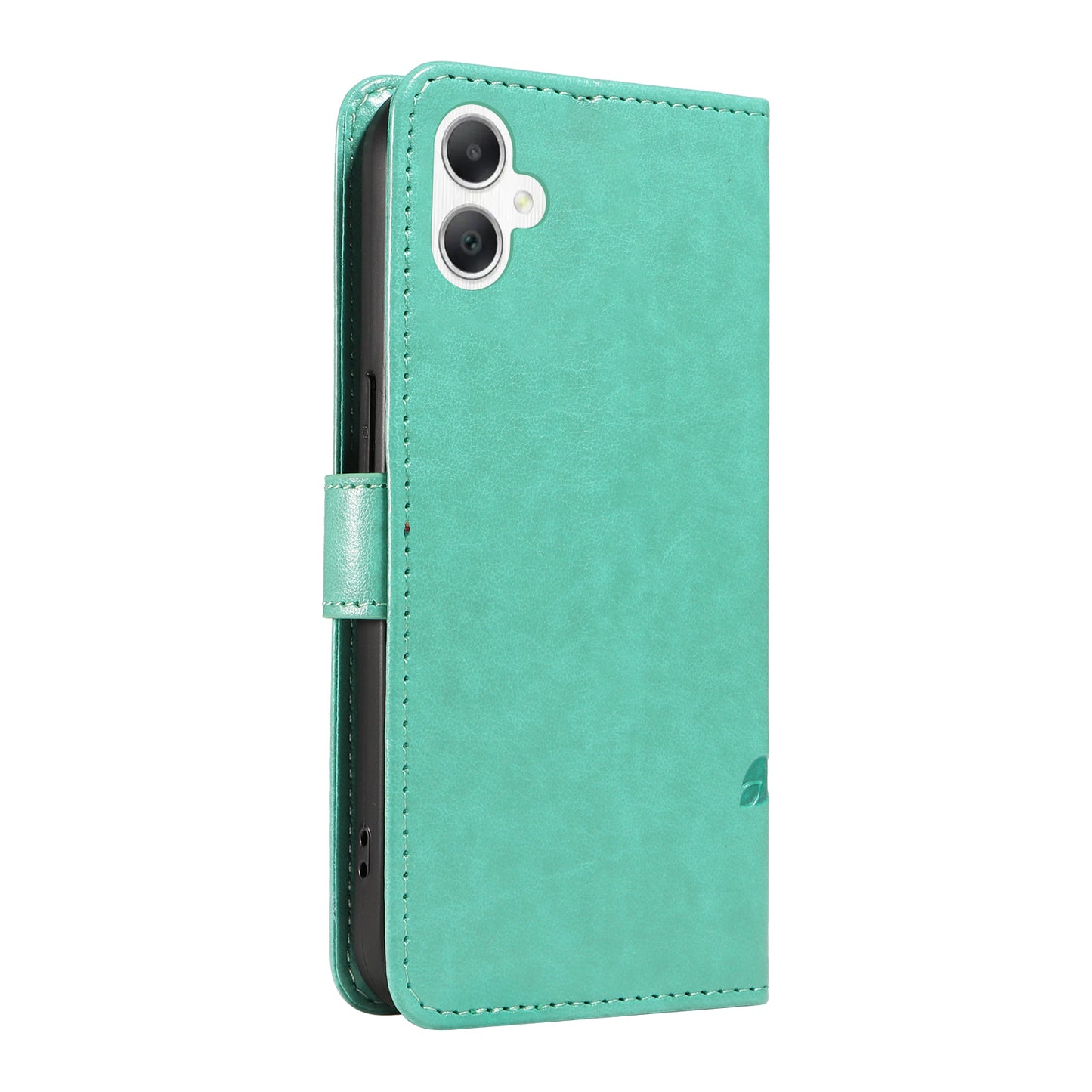 For Samsung Galaxy A06 Case Flower Pattern PU Leather Wallet Phone Cover - Green