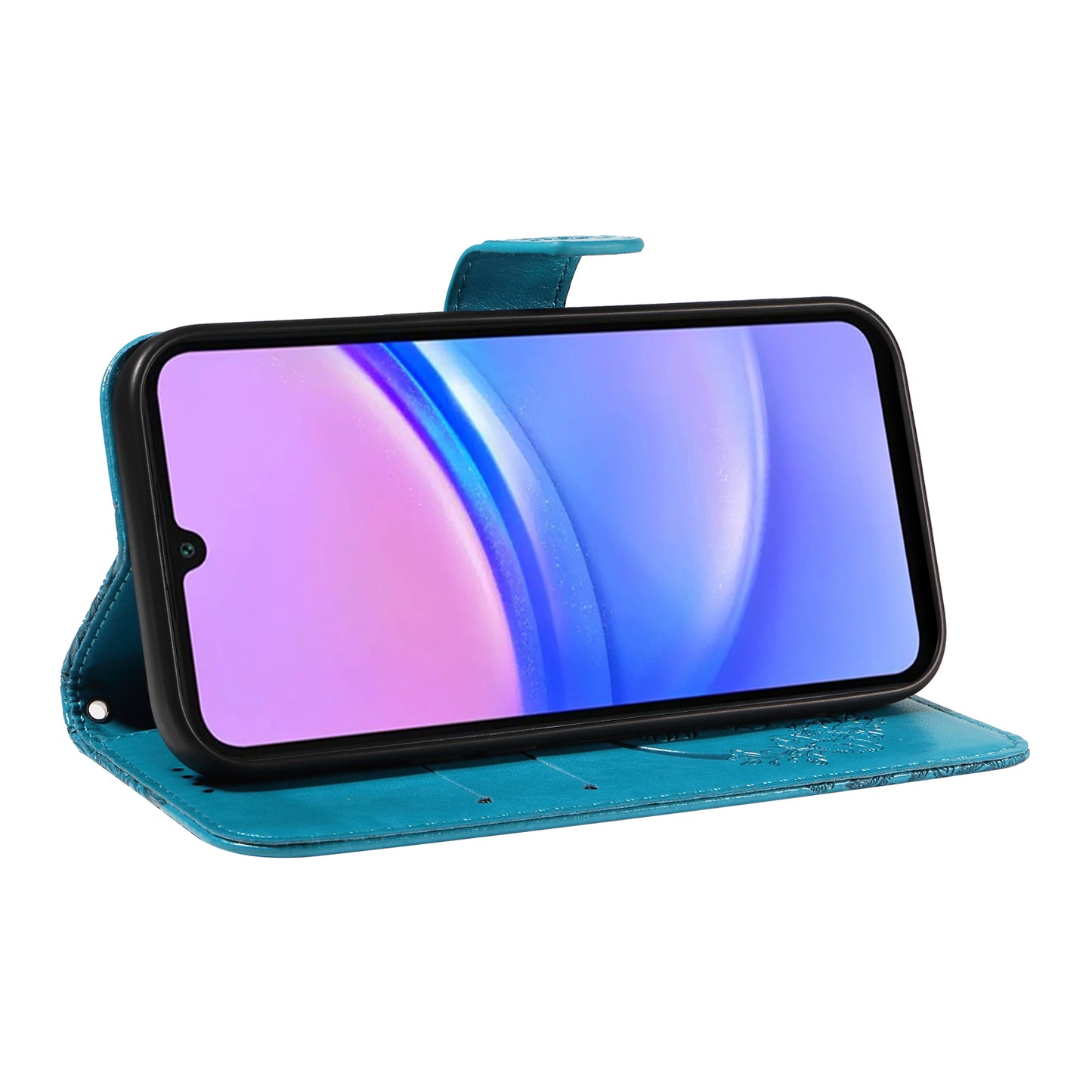 For Samsung Galaxy A16 5G / A16 4G Case Butterfly Pattern Leather Wallet Flip Phone Cover - Blue