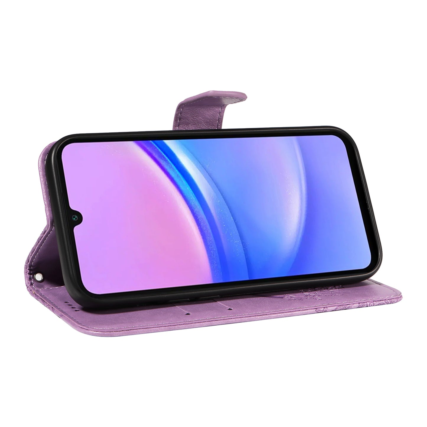 For Samsung Galaxy A16 5G / A16 4G Case Butterfly Pattern Leather Wallet Flip Phone Cover - Light Purple