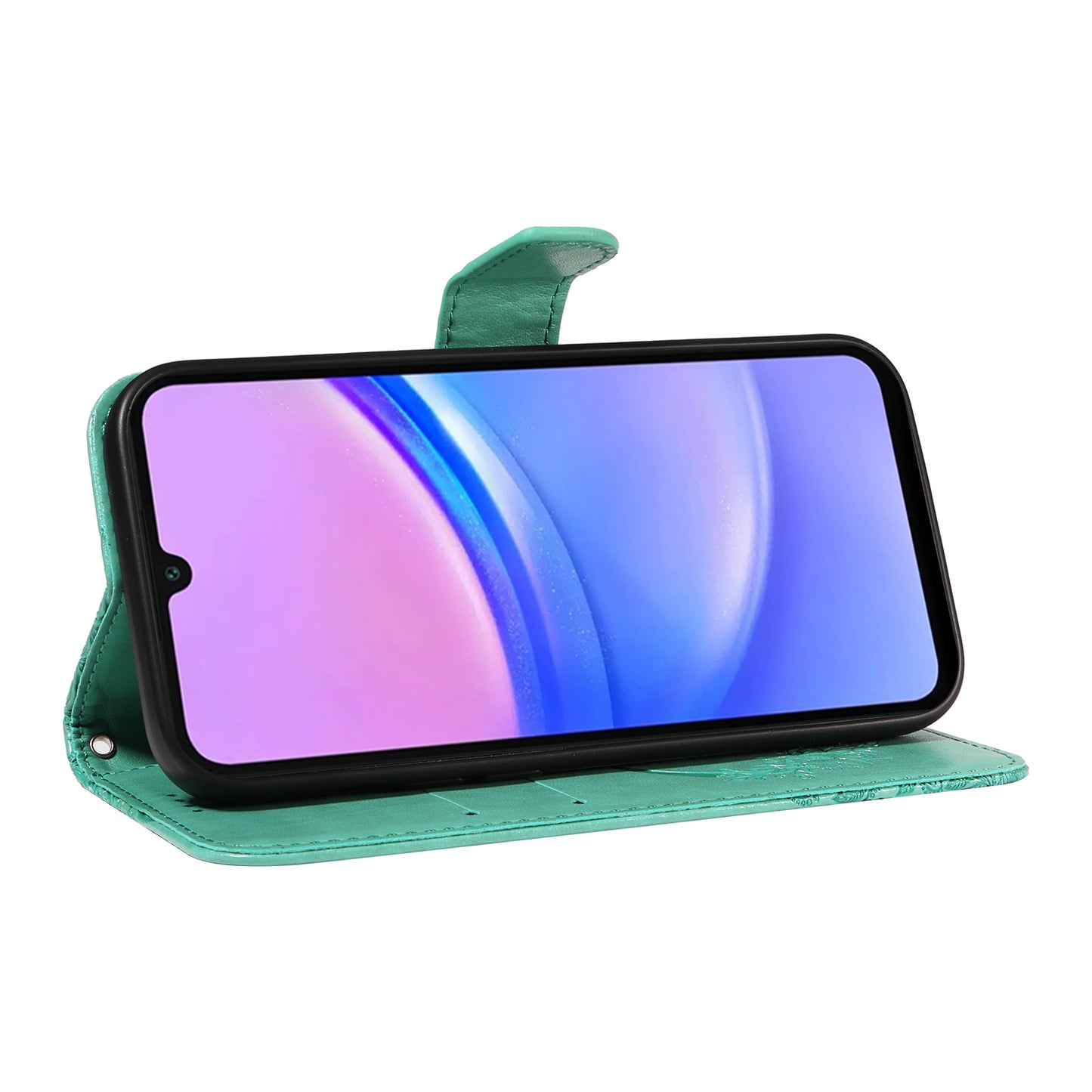 For Samsung Galaxy A16 5G / A16 4G Case Butterfly Pattern Leather Wallet Flip Phone Cover - Green