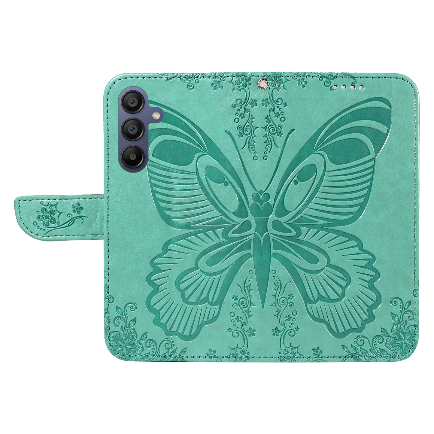 For Samsung Galaxy A16 5G / A16 4G Case Butterfly Pattern Leather Wallet Flip Phone Cover - Green
