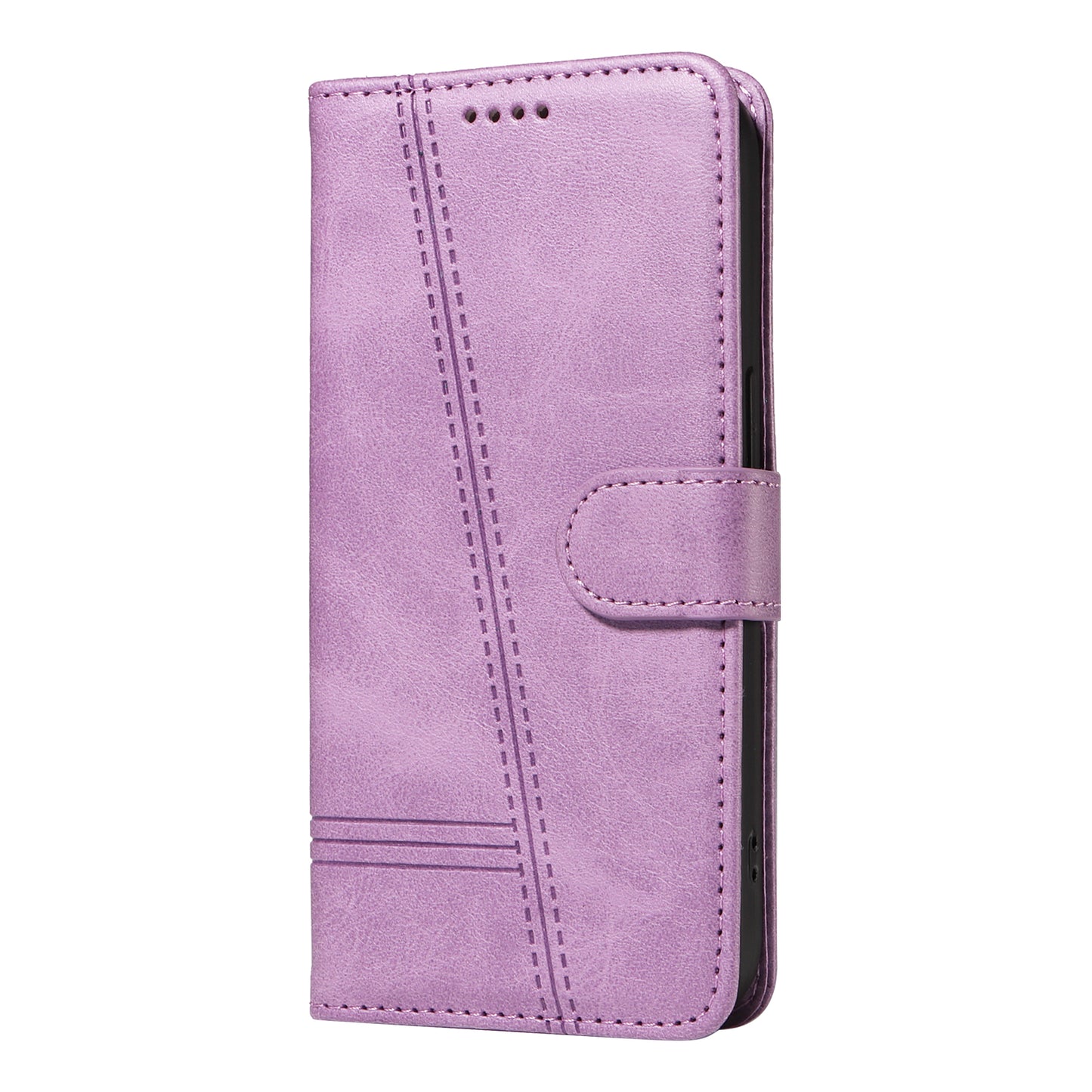 For Samsung Galaxy A06 Case Flip Wallet T-Shape Lines Leather Phone Cover - Light Purple
