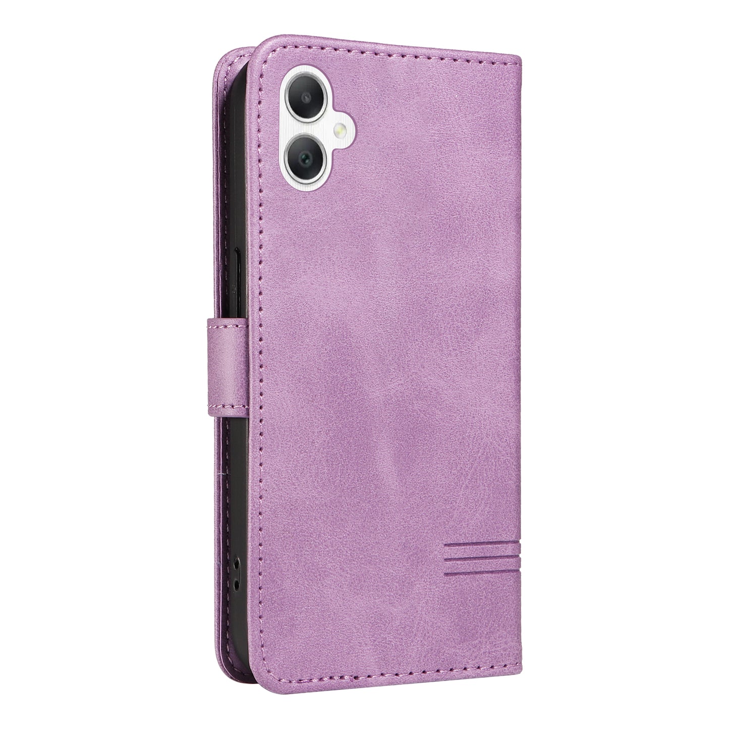 For Samsung Galaxy A06 Case Flip Wallet T-Shape Lines Leather Phone Cover - Light Purple