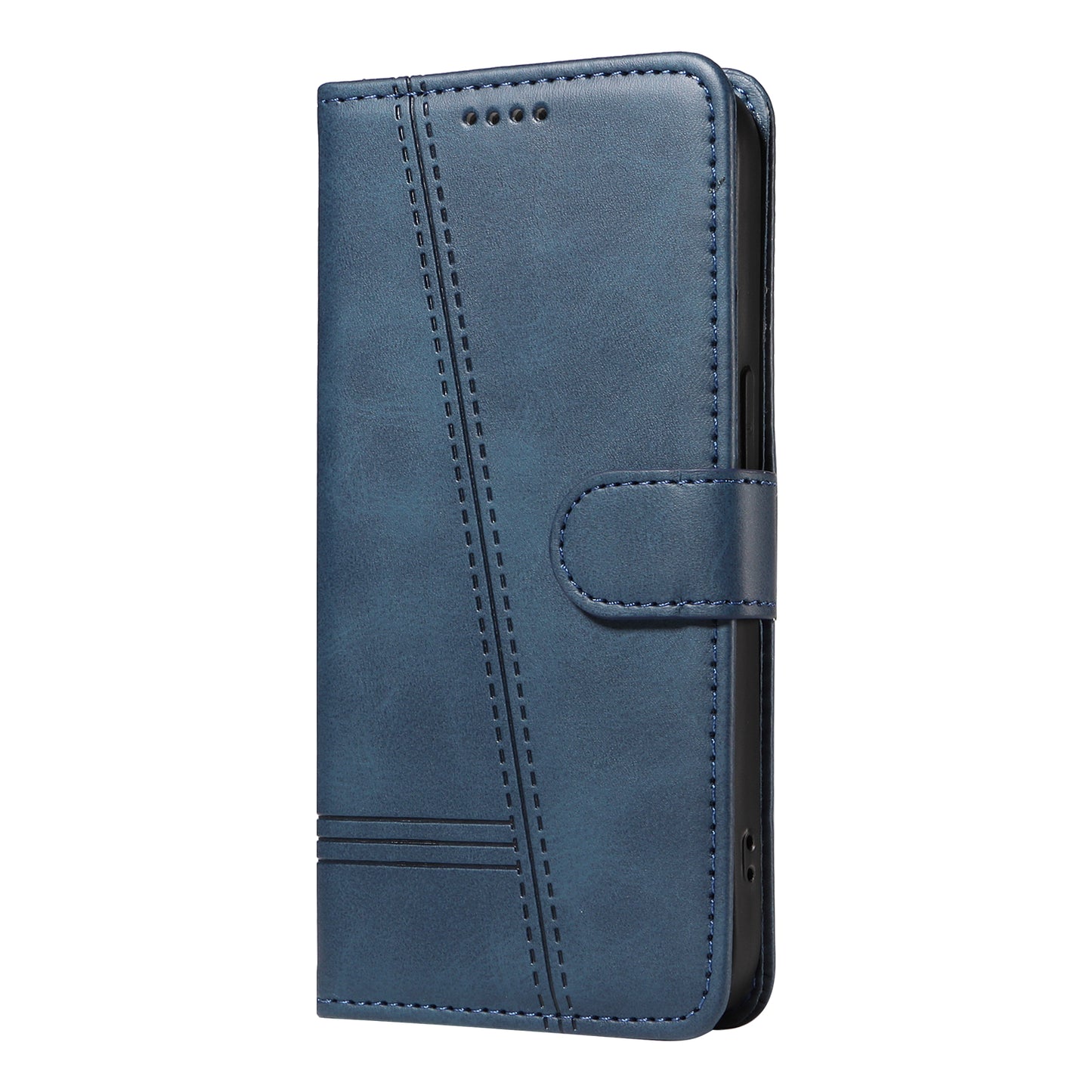For Samsung Galaxy A06 Case Flip Wallet T-Shape Lines Leather Phone Cover - Blue