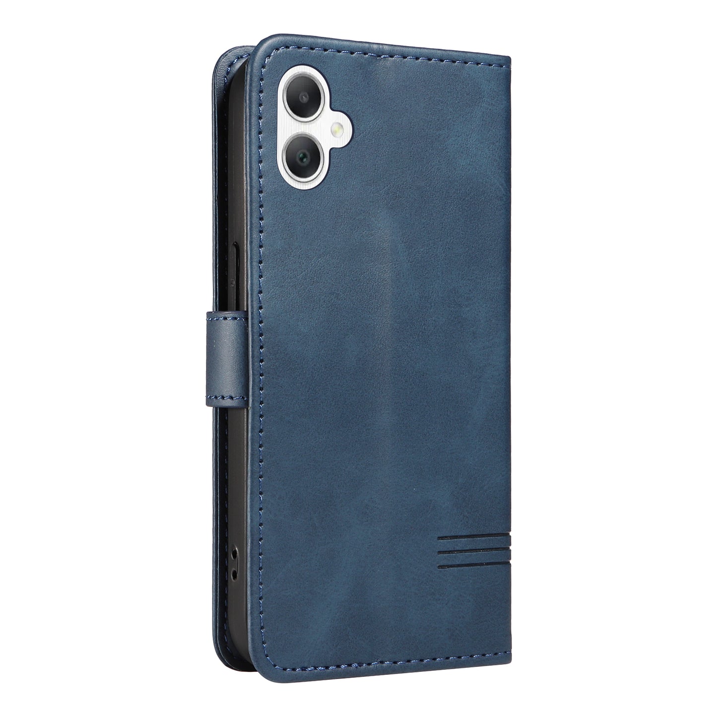 For Samsung Galaxy A06 Case Flip Wallet T-Shape Lines Leather Phone Cover - Blue