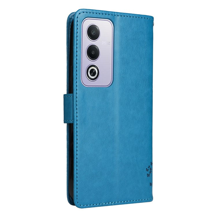 KT Imprinting Flower Series-3 For Oppo A3 Pro (Global) 5G Case Cat Tree Pattern Flip Leather Phone Cover - Blue