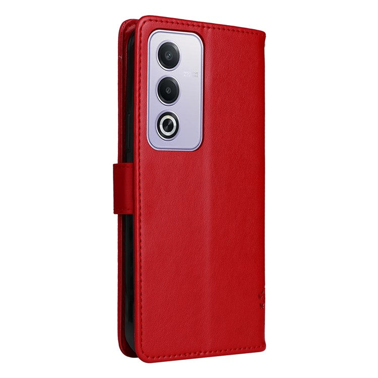 KT Imprinting Flower Series-3 For Oppo A3 Pro (Global) 5G Case Cat Tree Pattern Flip Leather Phone Cover - Red