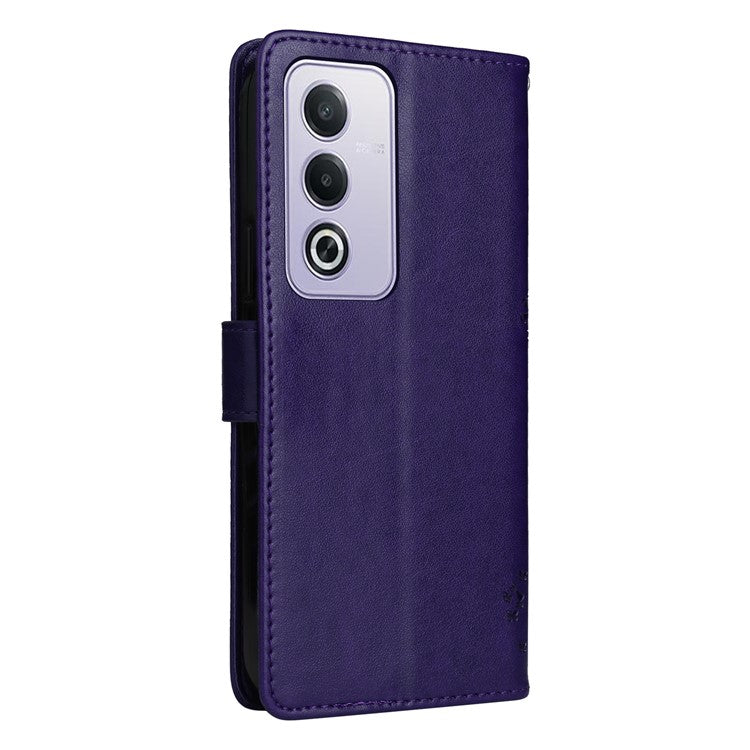 KT Imprinting Flower Series-3 For Oppo A3 Pro (Global) 5G Case Cat Tree Pattern Flip Leather Phone Cover - Purple
