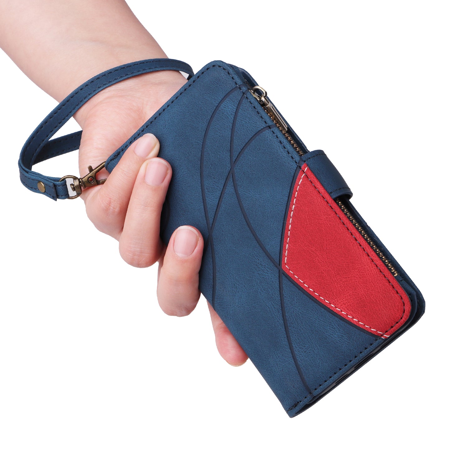 KT Multi-Function Series-5 For Samsung Galaxy A16 5G / A16 4G Case Zipper Wallet Leather Phone Cover Stand - Blue