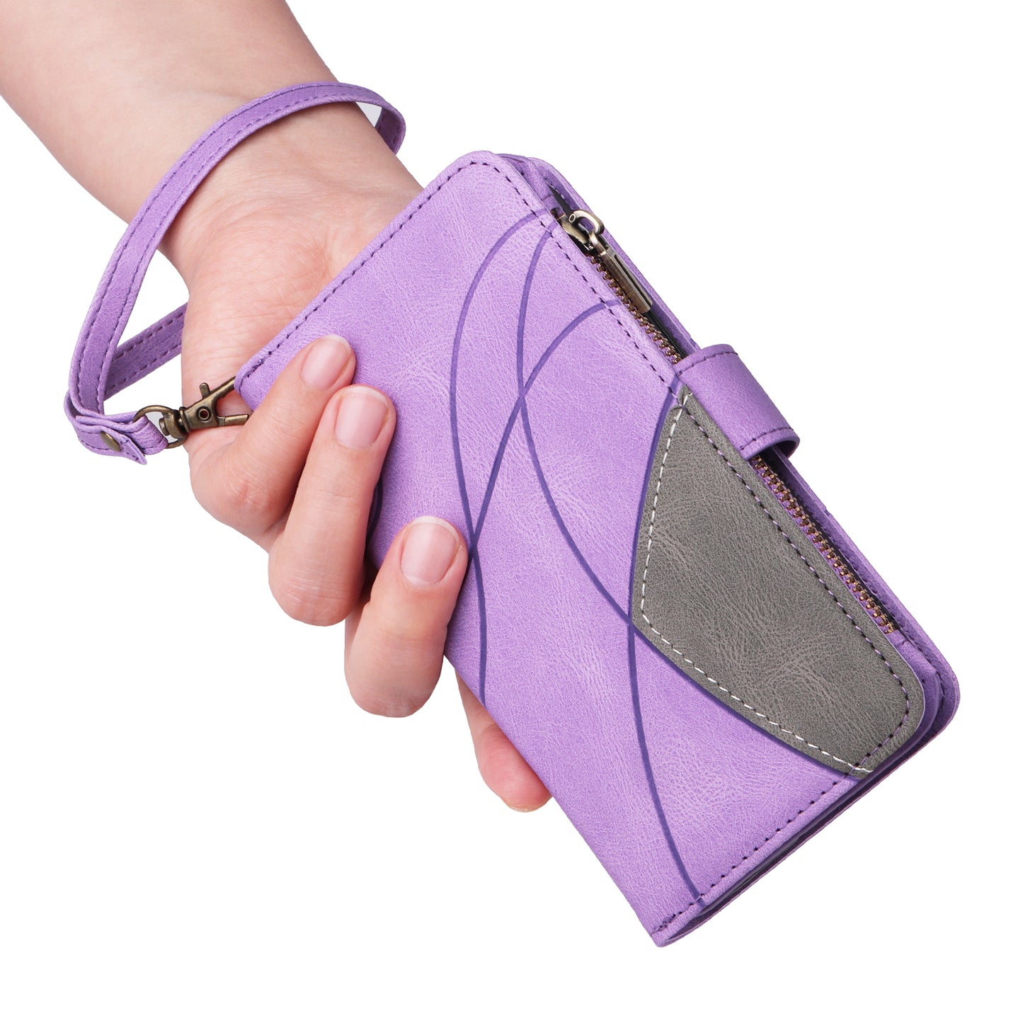KT Multi-Function Series-5 For Samsung Galaxy A06 Case Zipper Wallet Leather Phone Cover Stand - Purple