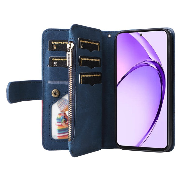 KT Multi-Function Series-5 For Oppo A3 Pro (Global) 5G / A3 Pro (India) 5G Case Zipper Wallet Leather Phone Cover Stand - Blue