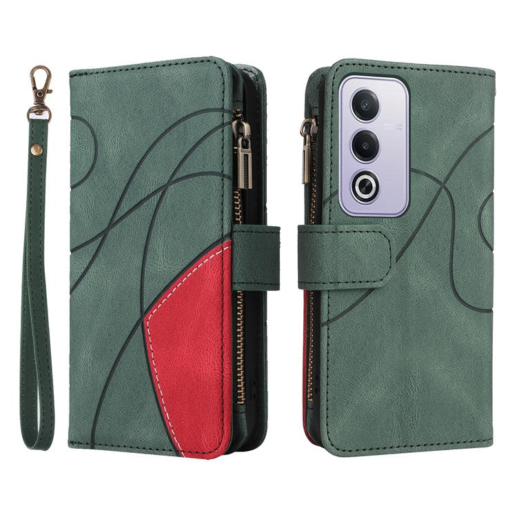 KT Multi-Function Series-5 For Oppo A3 Pro (Global) 5G / A3 Pro (India) 5G Case Zipper Wallet Leather Phone Cover Stand - Green