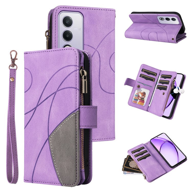 KT Multi-Function Series-5 For Oppo A3 Pro (Global) 5G / A3 Pro (India) 5G Case Zipper Wallet Leather Phone Cover Stand - Purple