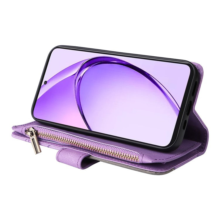 KT Multi-Function Series-5 For Oppo A3 Pro (Global) 5G / A3 Pro (India) 5G Case Zipper Wallet Leather Phone Cover Stand - Purple